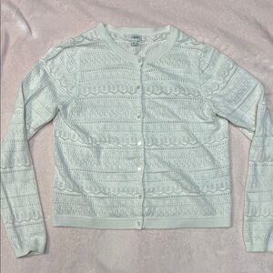 J. Crew Factory White Textured Cardigan